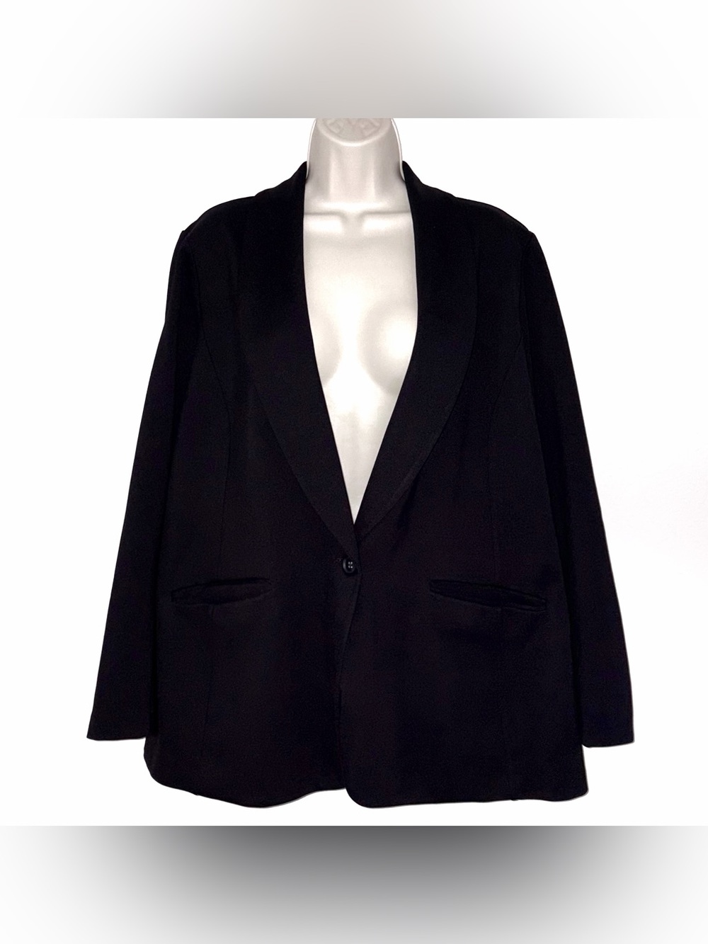 Susan Graver Black Single-Button Collar Blazer